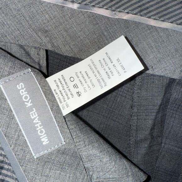 Michael Kors Men's Plaid Classic Wool-Blend Stretch Suit Pants grey 44x32 $190 - Picture 10 of 10
